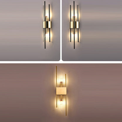 Stainless Crystal Rhombic Strip 2-Light Wall Sconce Lamp