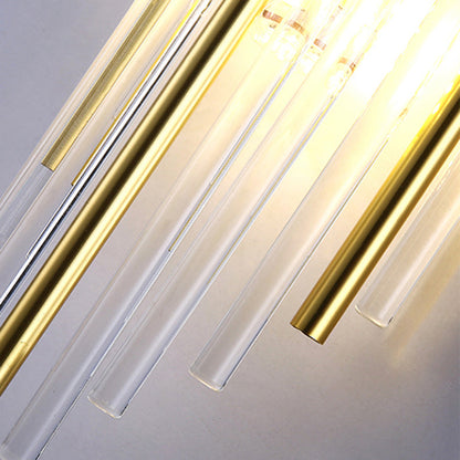 Stainless Crystal Rhombic Strip 2-Light Wall Sconce Lamp