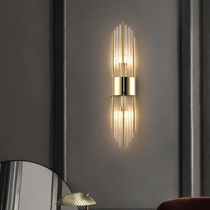 Stainless Crystal Rhombic Strip 2-Light Wall Sconce Lamp