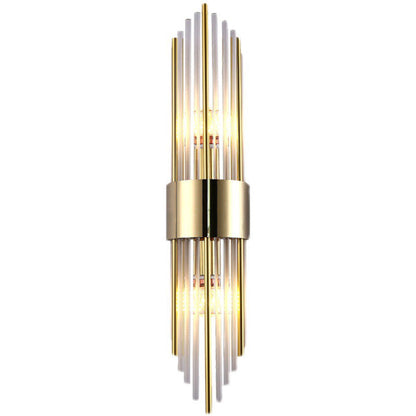 Stainless Crystal Rhombic Strip 2-Light Wall Sconce Lamp