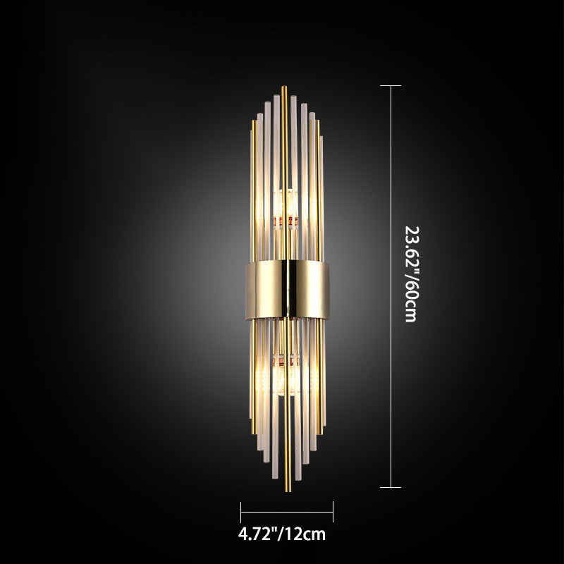 Stainless Crystal Rhombic Strip 2-Light Wall Sconce Lamp