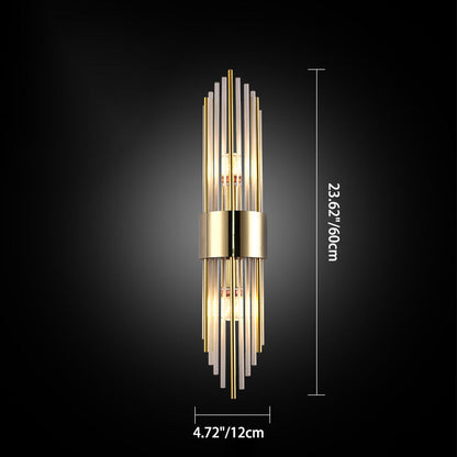 Stainless Crystal Rhombic Strip 2-Light Wall Sconce Lamp