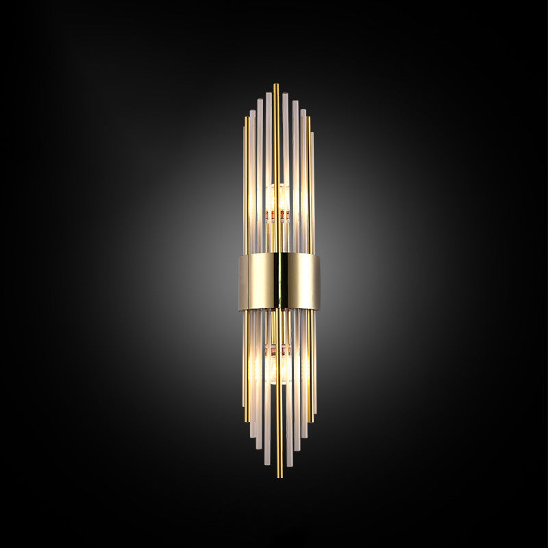 Stainless Crystal Rhombic Strip 2-Light Wall Sconce Lamp