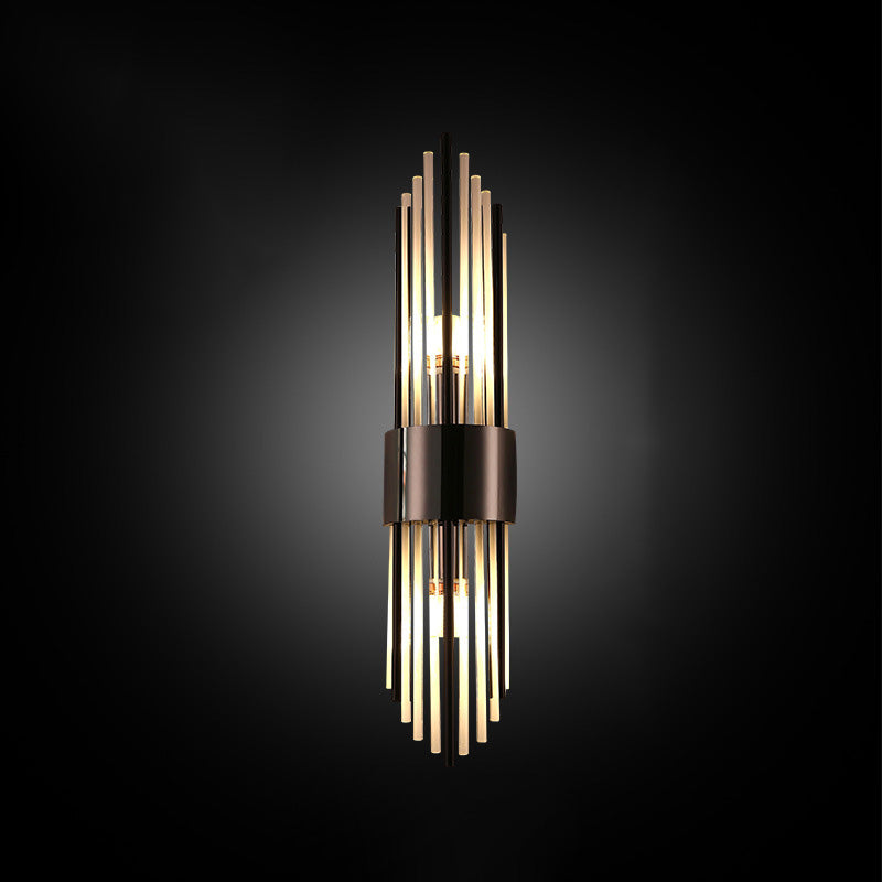 Stainless Crystal Rhombic Strip 2-Light Wall Sconce Lamp
