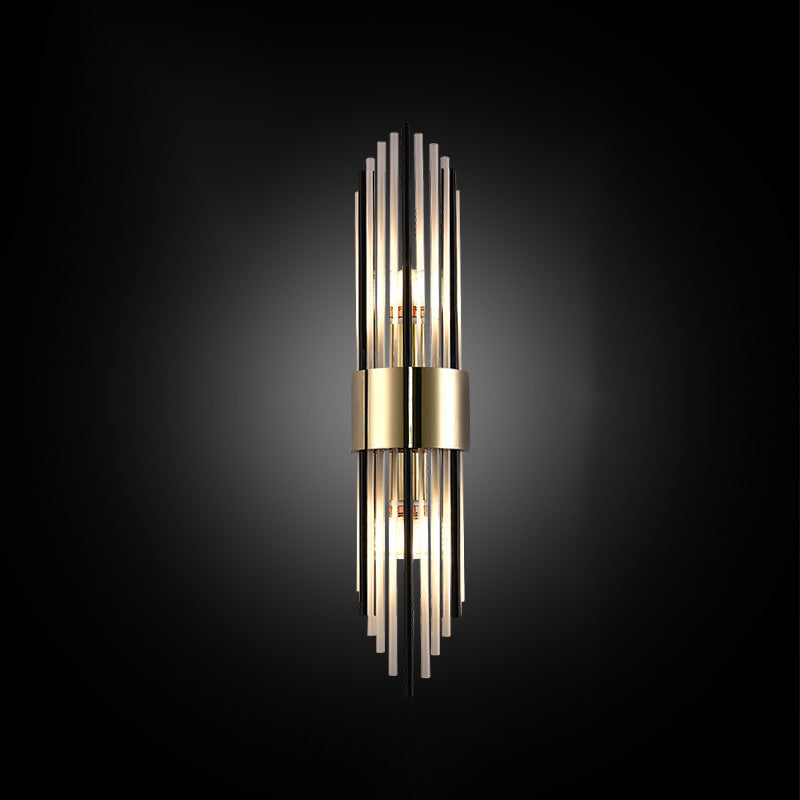 Stainless Crystal Rhombic Strip 2-Light Wall Sconce Lamp