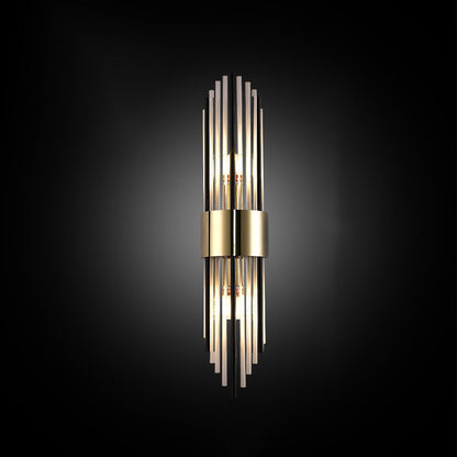 Stainless Crystal Rhombic Strip 2-Light Wall Sconce Lamp