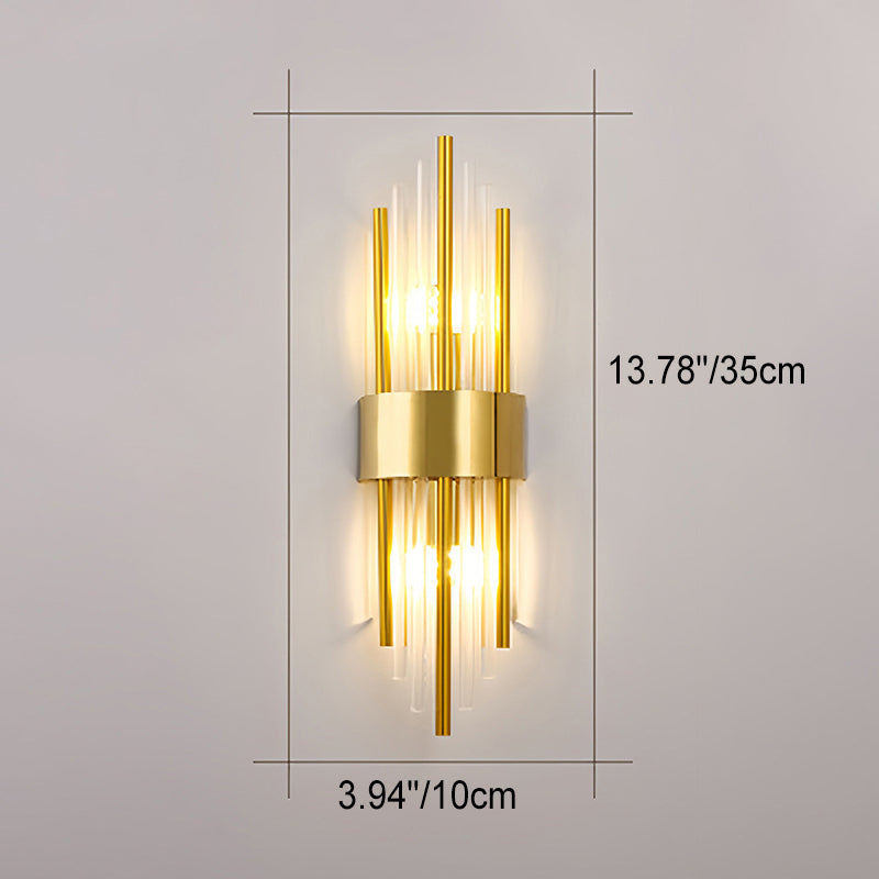 Stainless Crystal Rhombic Strip 2-Light Wall Sconce Lamp
