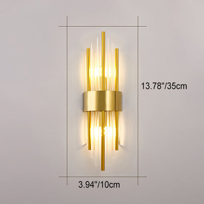 Stainless Crystal Rhombic Strip 2-Light Wall Sconce Lamp
