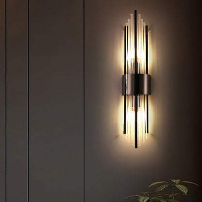Stainless Crystal Rhombic Strip 2-Light Wall Sconce Lamp