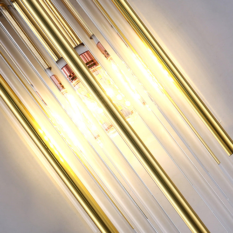 Stainless Crystal Rhombic Strip 2-Light Wall Sconce Lamp
