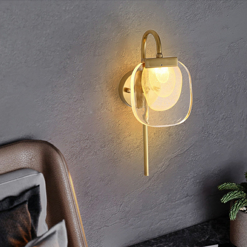 Mid-century Glass Square Elliptical LED Wall Sconce Lamp
