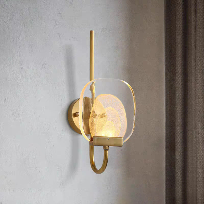 Mid-century Glass Square Elliptical LED Wall Sconce Lamp