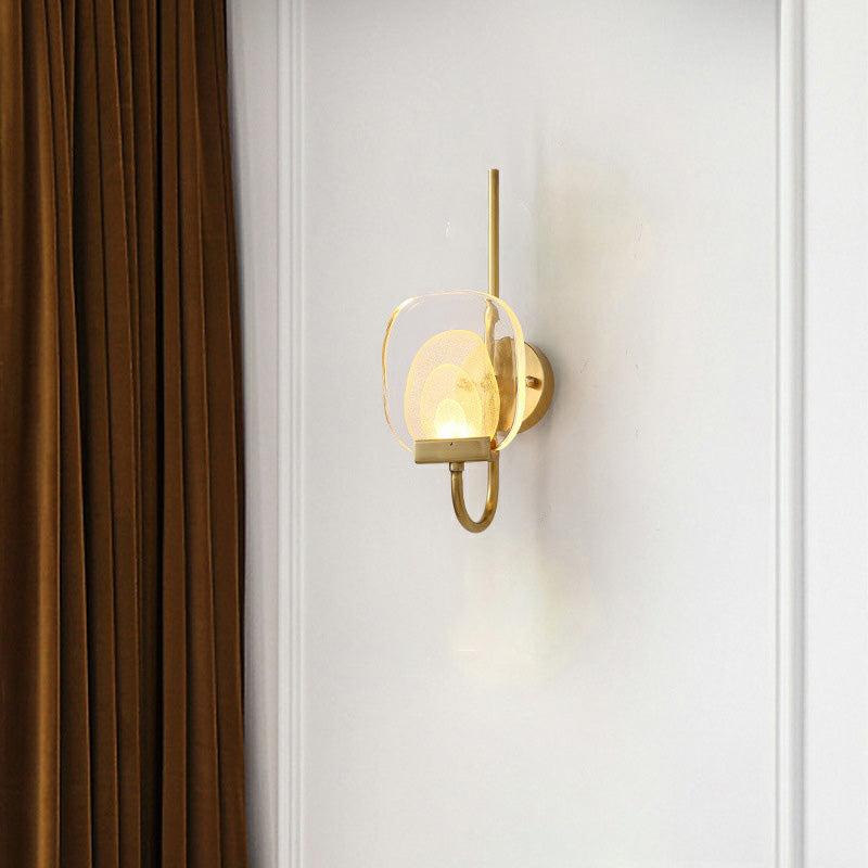 Mid-century Glass Square Elliptical LED Wall Sconce Lamp