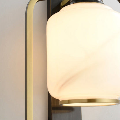 Chinese Cylinder Deer Plum Peacock 1-Light Wall Sconce Lamp