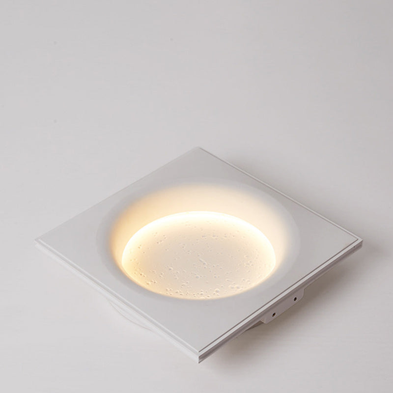 Minimalist Plaster Round Moon Embedded LED Wall Sconce Lamp