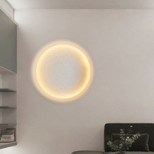Minimalist Plaster Round Moon Embedded LED Wall Sconce Lamp