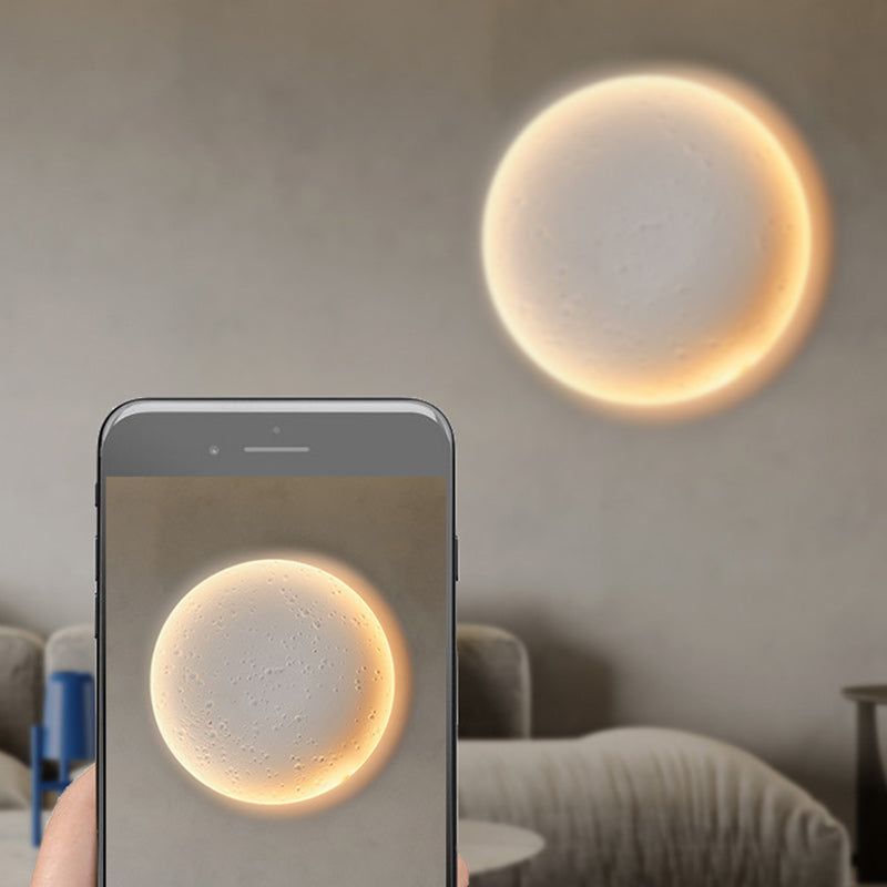 Minimalist Plaster Round Moon Embedded LED Wall Sconce Lamp