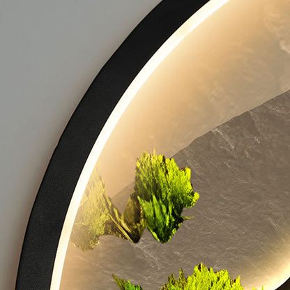 Deco Alloy Crystalline Round Landscape LED Wall Sconce Lamp