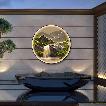 Deco Alloy Crystalline Round Landscape LED Wall Sconce Lamp