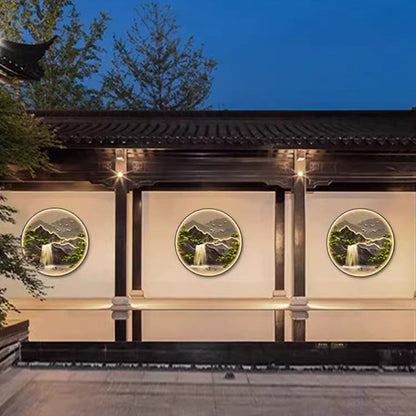 Deco Alloy Crystalline Round Landscape LED Wall Sconce Lamp