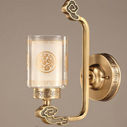 Chinese Cylinder Auspicious Cloud 1-Light Wall Sconce Lamp