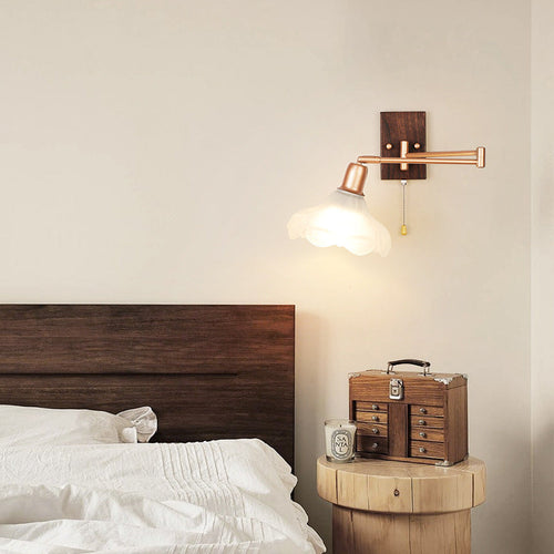French Arm Retractable Zipper 1-Light Wall Sconce Lamp