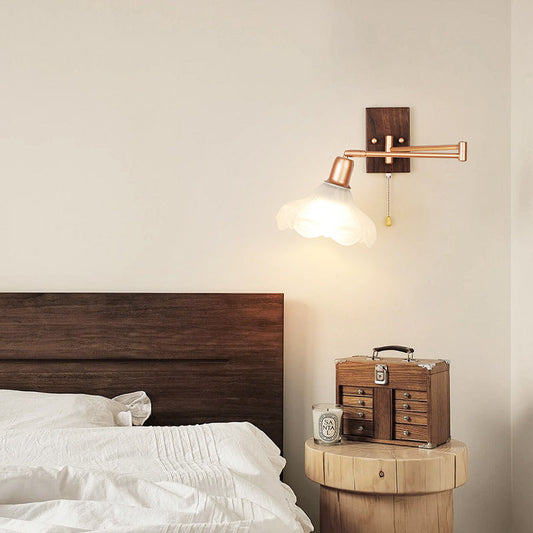 French Arm Retractable Zipper 1-Light Wall Sconce Lamp