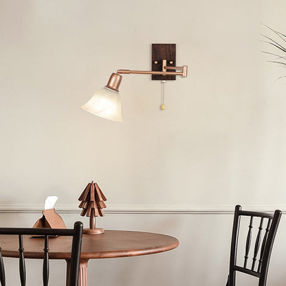 French Arm Retractable Zipper 1-Light Wall Sconce Lamp