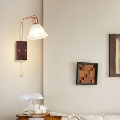 French Arm Retractable Zipper 1-Light Wall Sconce Lamp