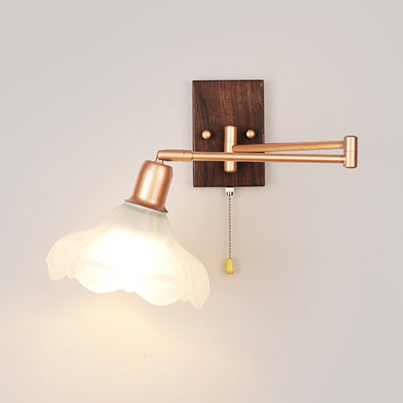 French Arm Retractable Zipper 1-Light Wall Sconce Lamp