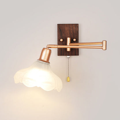 French Arm Retractable Zipper 1-Light Wall Sconce Lamp