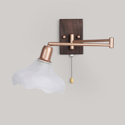 French Arm Retractable Zipper 1-Light Wall Sconce Lamp