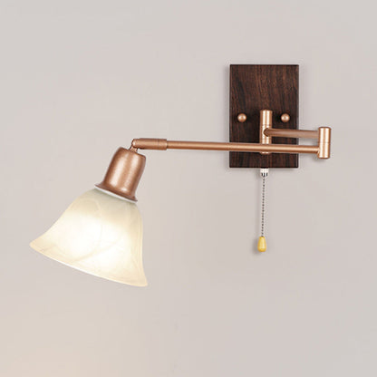 French Arm Retractable Zipper 1-Light Wall Sconce Lamp