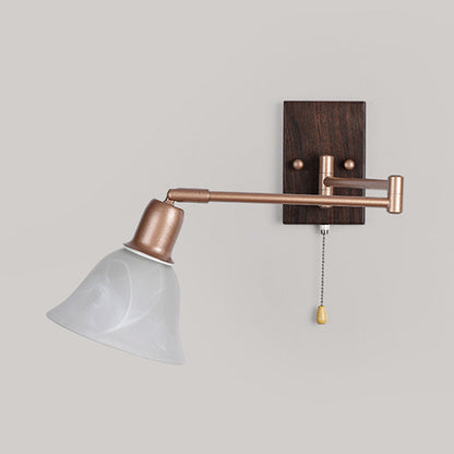 French Arm Retractable Zipper 1-Light Wall Sconce Lamp