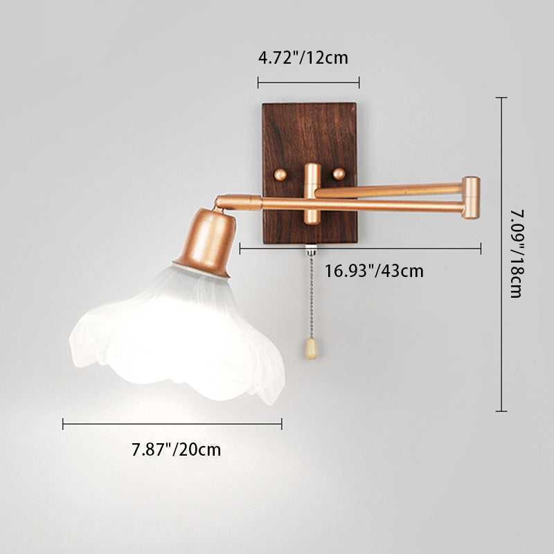 French Arm Retractable Zipper 1-Light Wall Sconce Lamp