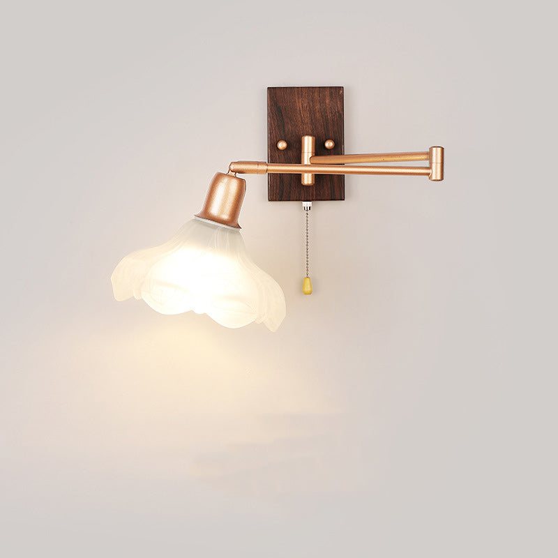 French Arm Retractable Zipper 1-Light Wall Sconce Lamp