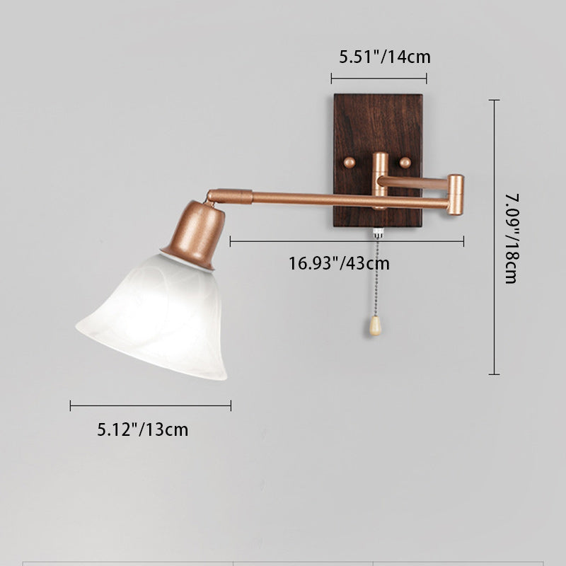 French Arm Retractable Zipper 1-Light Wall Sconce Lamp