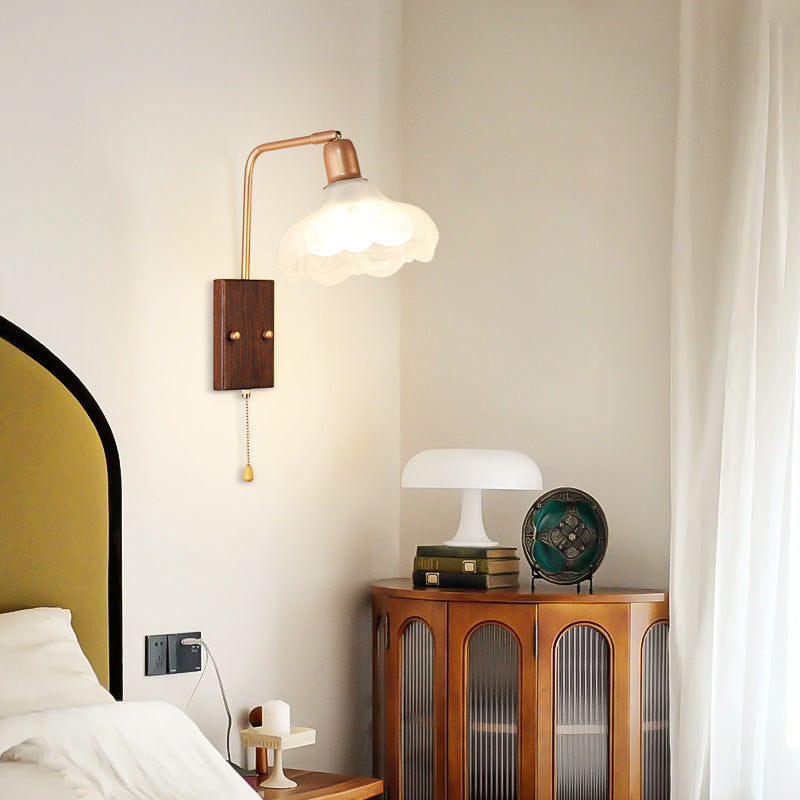 French Arm Retractable Zipper 1-Light Wall Sconce Lamp