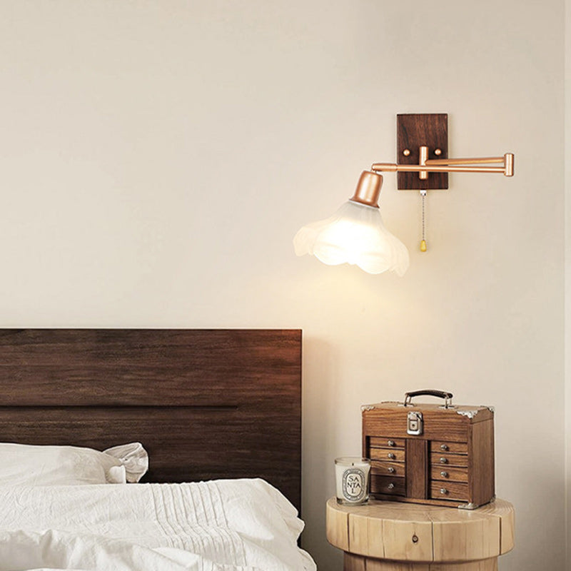 French Arm Retractable Zipper 1-Light Wall Sconce Lamp