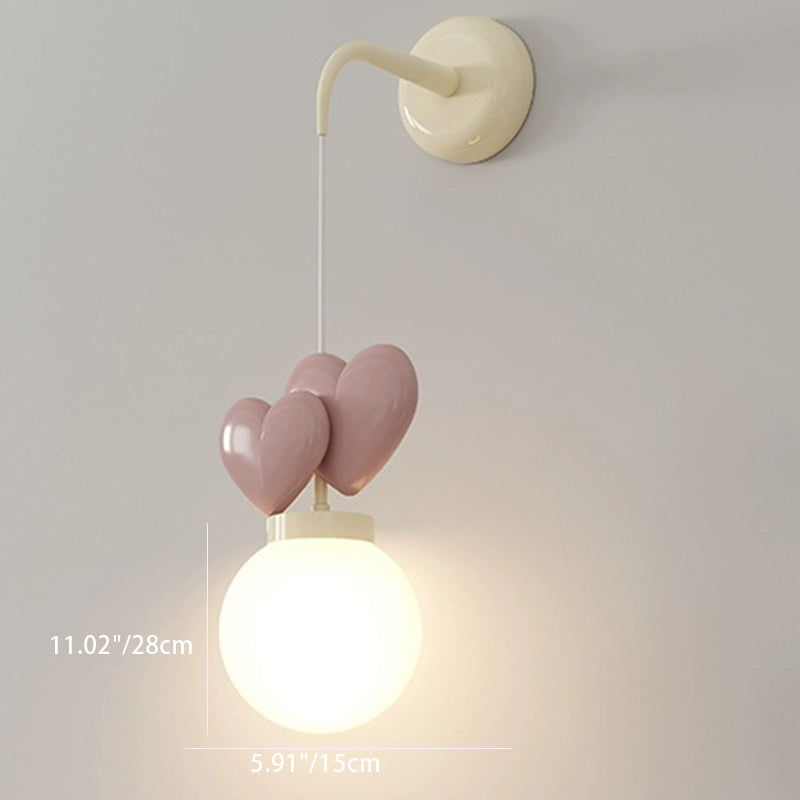 Resin Metal Cylinder Conic Ball 1-Light Wall Sconce Lamp
