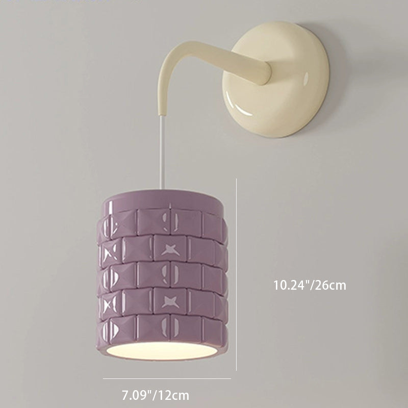 Resin Metal Cylinder Conic Ball 1-Light Wall Sconce Lamp