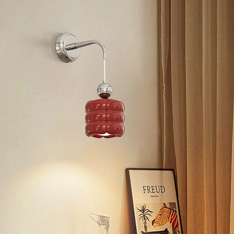 Resin Metal Cylinder Conic Ball 1-Light Wall Sconce Lamp