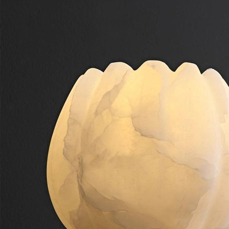 Chinese Copper Marble Flower Bud 1-Light Wall Sconce Lamp