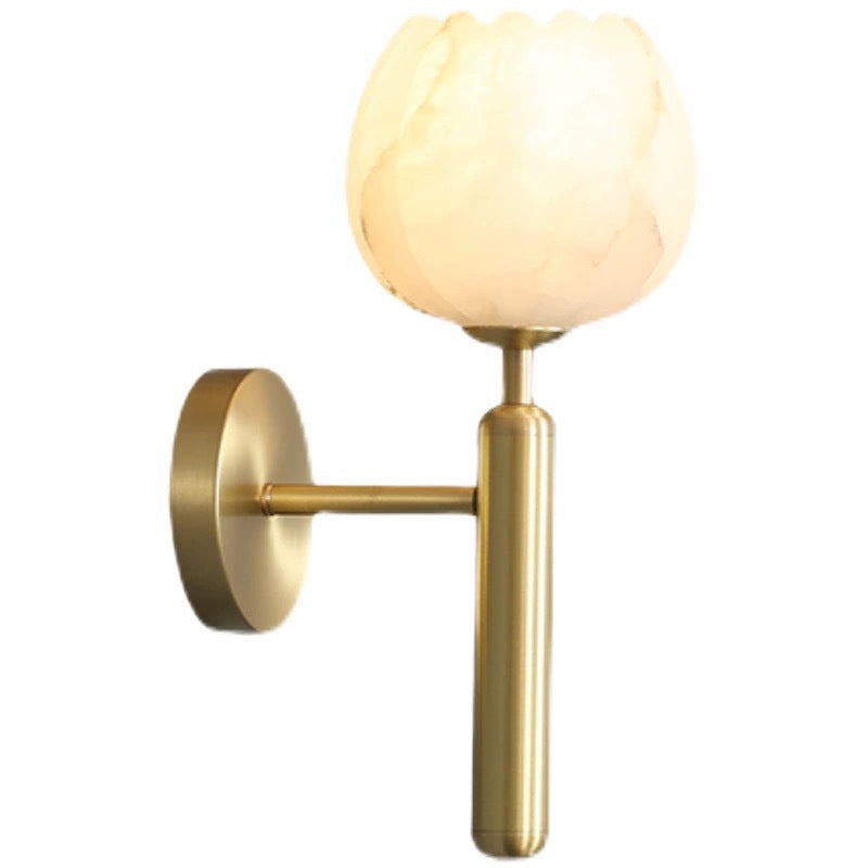 Chinese Copper Marble Flower Bud 1-Light Wall Sconce Lamp