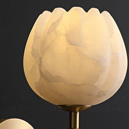 Chinese Copper Marble Flower Bud 1-Light Wall Sconce Lamp