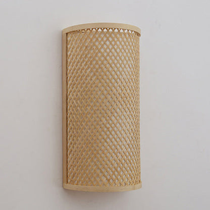 Japanese Semicircle Cylinder 2-Light Wall Sconce Lamp