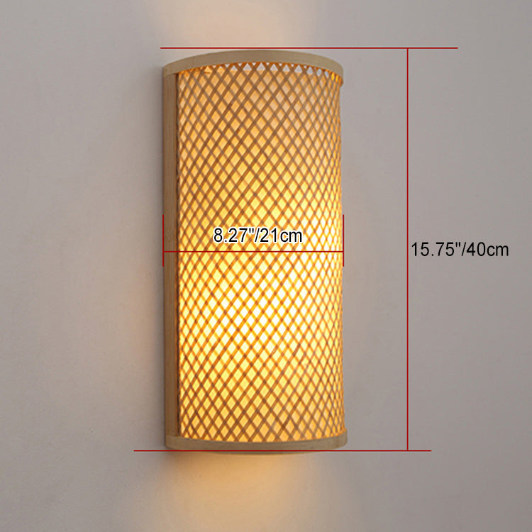 Japanese Semicircle Cylinder 2-Light Wall Sconce Lamp
