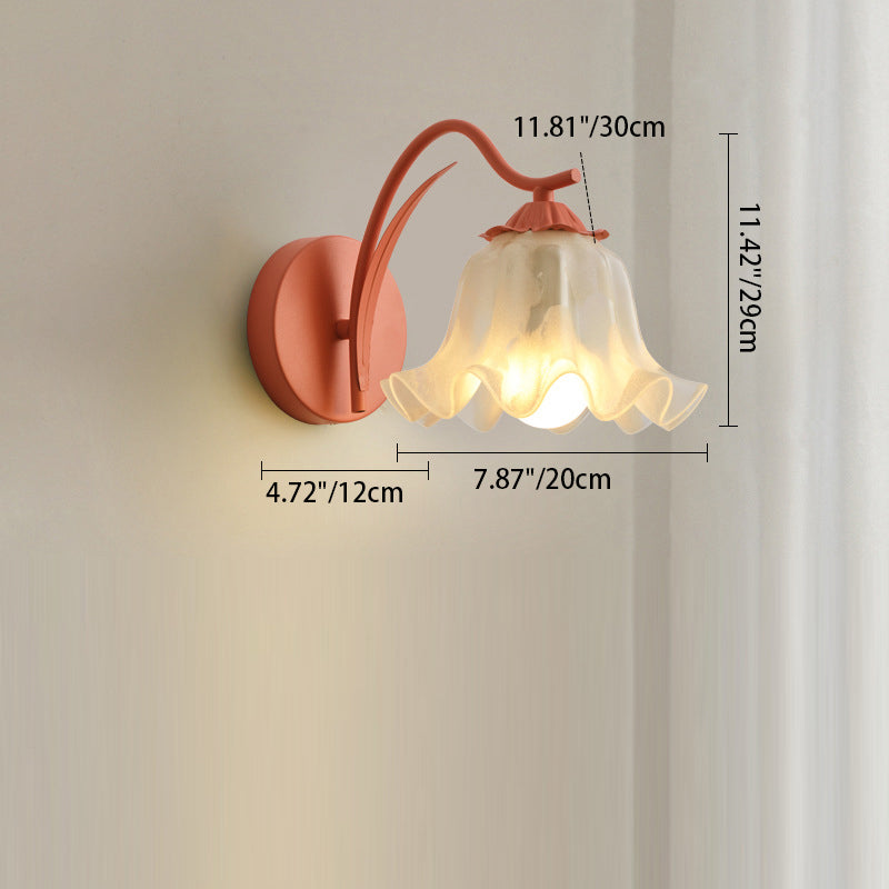 French Flower Iron Acrylic 1-Light Wall Sconce Lamp