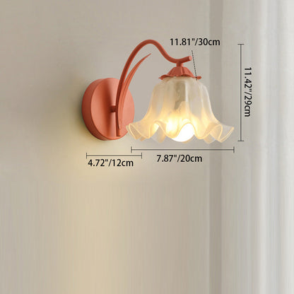French Flower Iron Acrylic 1-Light Wall Sconce Lamp