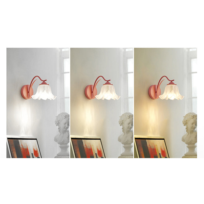 French Flower Iron Acrylic 1-Light Wall Sconce Lamp